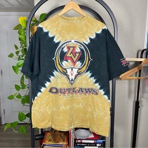 Vintage Las Vegas Outlaws Shirt Mens Tan Tie Dye XFL Football Tee XL LIQUID BLUE